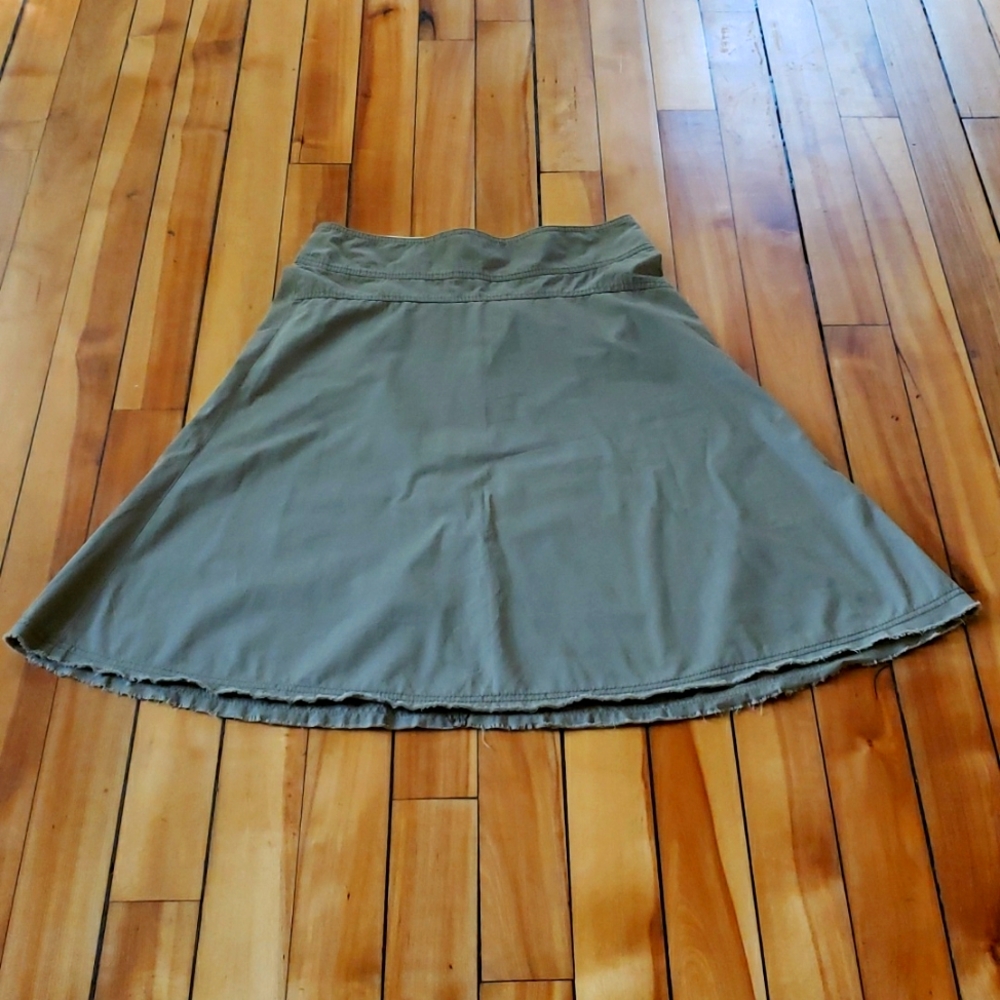 Olive Chino back zip skirt